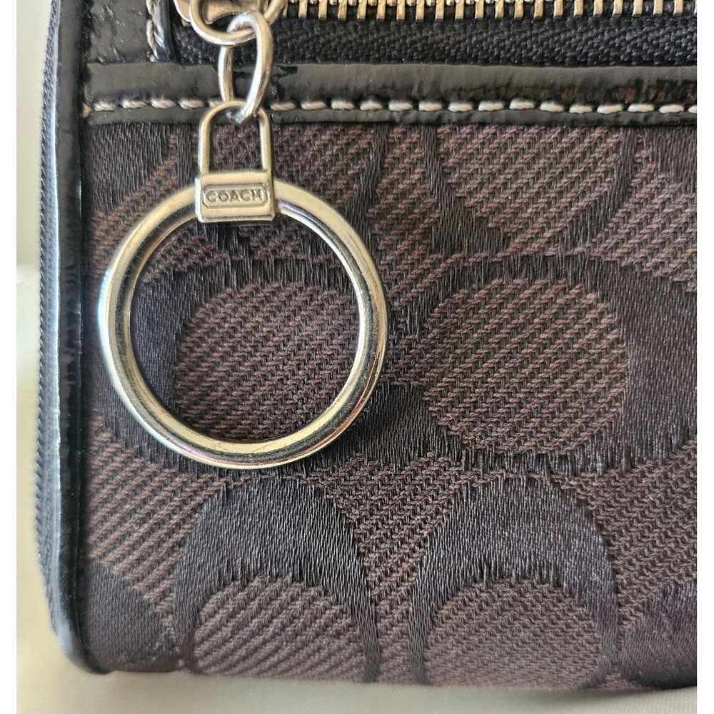Coach Black Signature Canvas and Patent Leather Wristlet Wallet - Picture 3 of 16